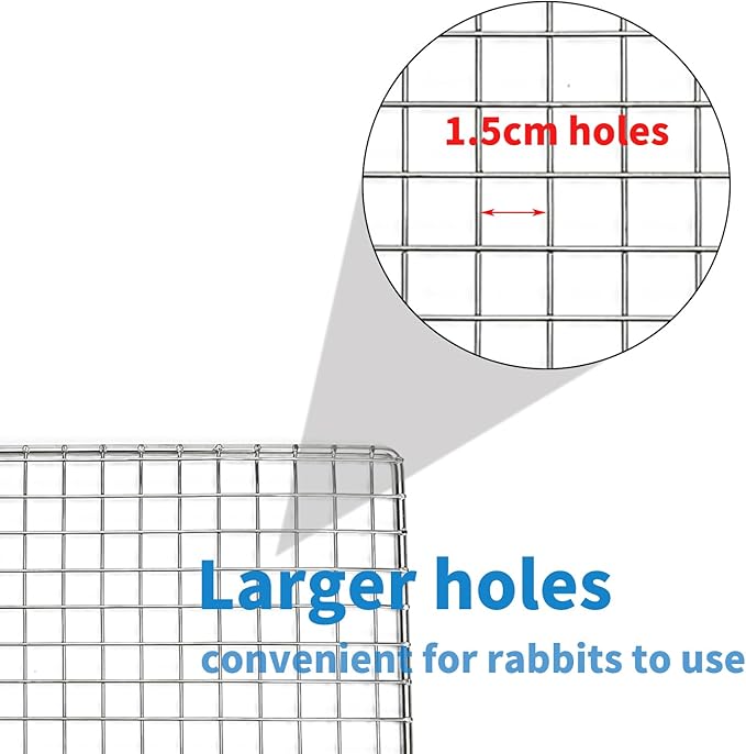 PODOO Rabbit Large Litter Box, Guinea Pig Training Pan Cage with Toilet Tray, Ideal for Rats, Ferret, Bunny Small and Medium Animals (Medium + Extra Large Steel Holes Grids)