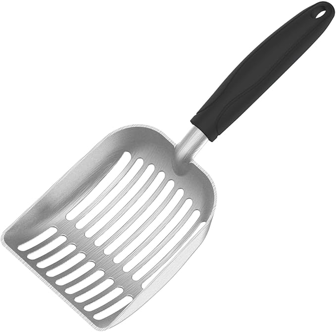 Cat Litter Scoop, Kitty Metal Scooper, Aluminum Alloy Sifter, Kitten Pooper Lifter, Deep Shovel, Long Handle, Poop Sifting, Durable, Heavy Duty, for Litter Box