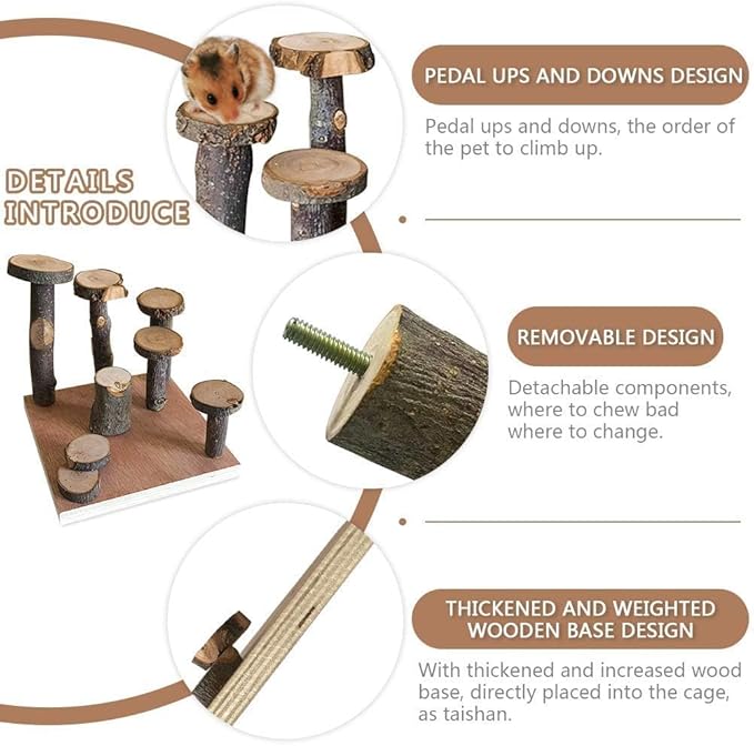 Hamster Climbing Wooden Stand Platform Hamster Cage Playground Natural Wood Bridge ramp Toys for Dwarf Hamsters Syrians Gerbil Mouse Rat