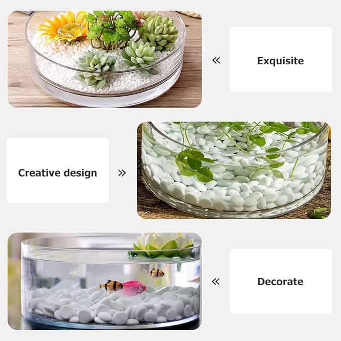 Glass Bowl for Centerpieces, Fish Bowls Decorative Width 5.9", Height 3.1", Lotus Flower Bowl, Round Glass Vase for Wedding Party Event, Home Office Decor