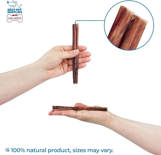 GigaBite 6 Inch Beef Gullet Jerky Sticks (100 Pack) - All Natural, Free Range Beef Esophagus Stick Dog Treat by Best Pet Supplies