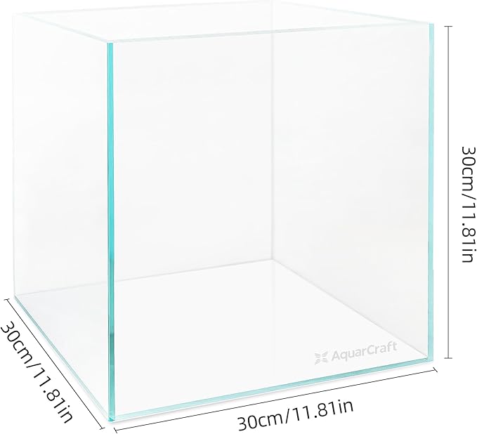 Ultra Clear Glass Fish Tank 6.5 Gallon, 6mm Thickened Rimless Aquarium Tank Low Iron, Cube Aquarium 11.8in x 11.8in x11.8in