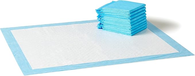 Amazon Basics Heavy Duty Dog Training Pads with 5-Layer Leak-Proof Design, XL Puppy Pee Pads with Quick-Dry Surface, 34L x 28M inches, Blue & White, 10-Count