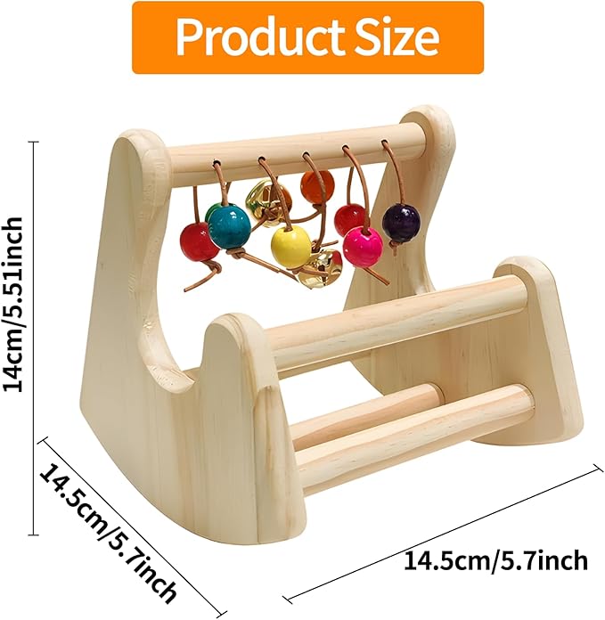 Bird Toys for Parakeets, Bird Perch Toy, Interactive Rocking Parakeet Toys, Enrichment Cockatiel Toy, Wooden Stand for Parakeets Cockatiels Lovebirds Conures Budgies