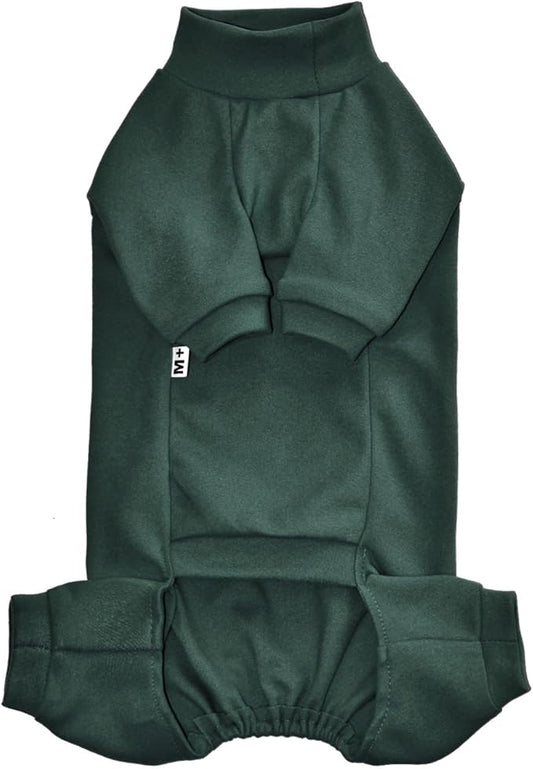 Sphynx Cat Four Leg Warm Fleece Pajamas Elastic Pet Clothes for Hairless Cats Surgery Recovery Suit for Sphynx, Devon, Cornish (Green, S (3.3-5 lbs))