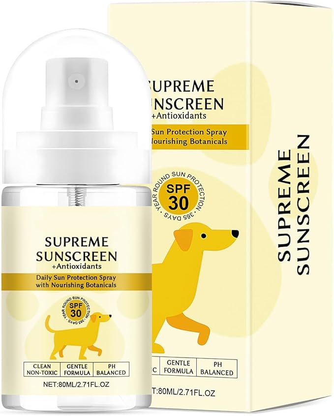 SPF 30 Dog Sunscreen Spray - Water-Resistant, UV Protection for Ears, Nose and Paws - Vitamin E Enriched, Broad Spectrum - Dog Camping Gear - Gentle Sunscreen for White Dogs