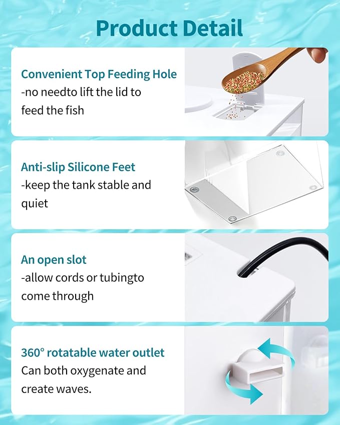 Fish Tank Betta Starter Kit 1 Gallon Desktop Small Aquarium Kit with LED Light and Filter Media & Water Pump– Compact Aquarium for Betta Fish, Small Fish, Shrimp, or Plants