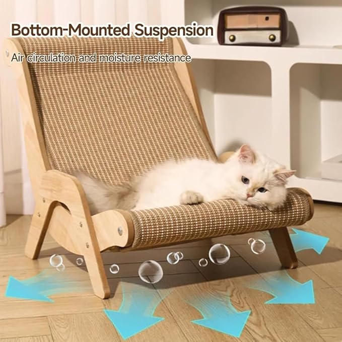Sisal Cat Scratcher Bed,Natural Solid Wood Scratch Lounger for Indoor Small Medium Large Cat (Large/Extra Large),Extra Large