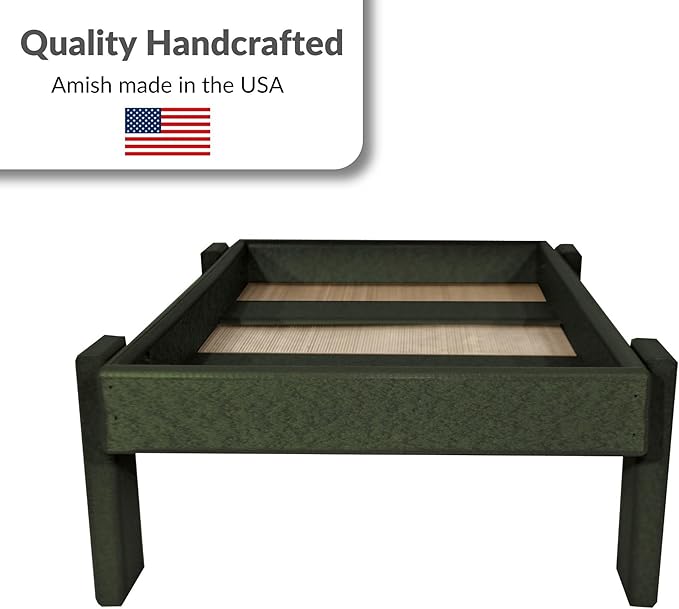 Amish American Made Platform Bird Feeder, Free Standing Ground Bird Feeders for Outdoors, Feeder for Wild Birds, Chicken, Squirrel, Gift for Birdwatchers (Turf Green with Reinforcement)