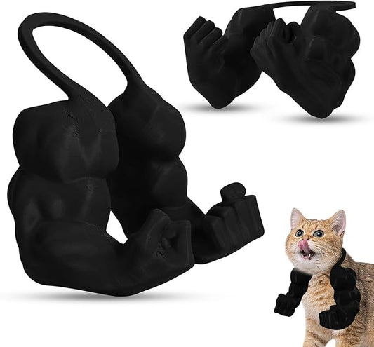 Creative Cat Muscle Arms,Halloween Cat Costume Accessory,3D Printed Cat's Neck Arm with Muscle,Funny Muscle Arms for Cats,Pet Costume for Kitten Birthday Party (Black)