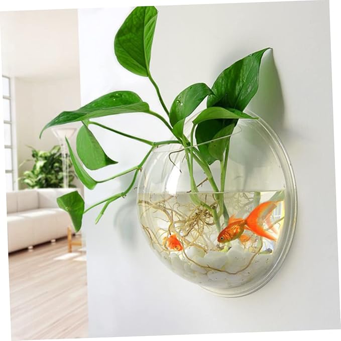 Mipcase Transparent Hanging Fish Hanging Fish Bowl Wall Mounted Fish Tank Wall Fish Tank Tank- Semi- Circulaire
