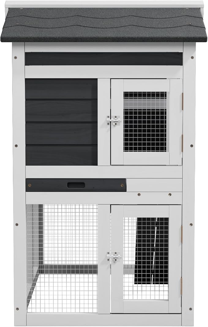 Chicken coop, Chicken Run, Duck coop,Outdoor Chicken Coop for 2-4 Chickens Wooden Hen House Poultry Pet Hutch Run Cage (White)