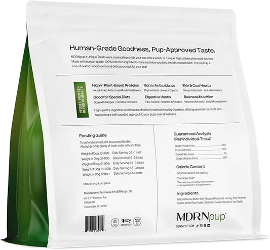 MDRNpup® Unique Dog Treats, Human Grade and All-Natural, Only Five Ingredients, High Protein - Amino Acids, Nothing Artificial, Soft Baked in The USA (13.2 Ounce, Veggie Protein Blend)