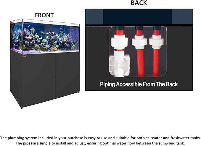 Coral Reef Aquarium Tank | 130 Gallon Ultra Clear Glass with Sump, Black