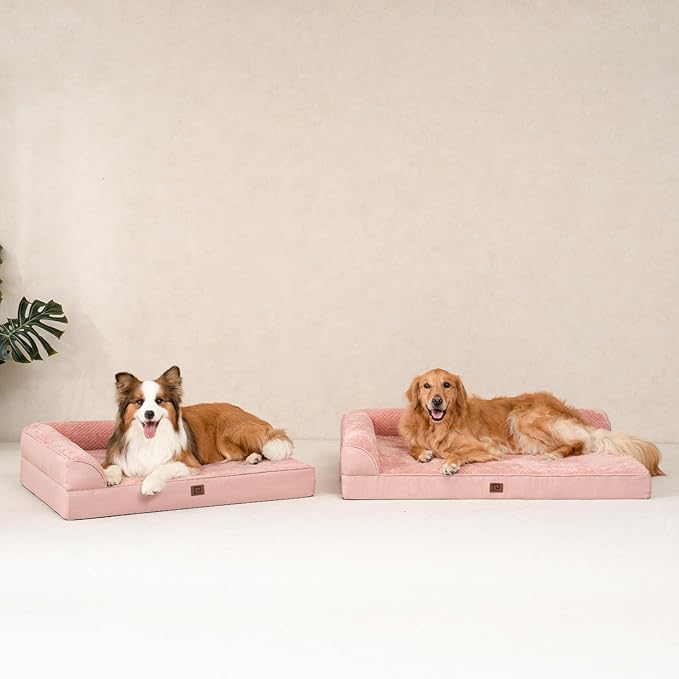 EHEYCIGA Memory Foam Dog Bed XLarge Sized Dogs, Extra Large Dog Bed Orthopedic with Washable Removable Cover, Waterproof XL Pet Bed Couch for Crate, 41x27x6 Inches, Pink