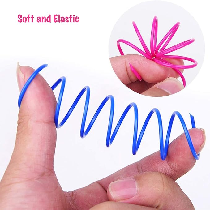 46 Piece Cat Toys Set: Colorful, Interactive Spring & Tube Toys for Indoor Cats - Flexible Plastic Spiral Coils for Kittens