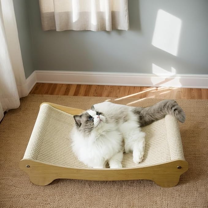 Cat Scratcher,Cat Scratchers for Indoor Cats Scratch Pad with Natural Sisal，Wooden Cat Furniture Cat Scratching Board（27.5"X16.3"X6.3"）