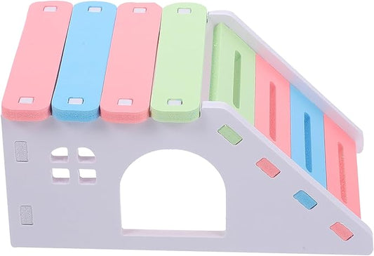 LOGOFUN Hamster Wooden House Hamster Wood Hideout with Climbing Ladder Guinea Pig Wood House Small Animal Toys for Pet Supplies