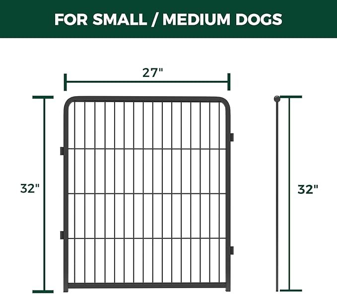 FXW Homeplus Unleashed Indoor Dog Playpen - Stress-Free and Safe Play, Heavy Duty 32 Inch 4 Panels Dog Pen for Small and Medium Dogs, Black│Patented