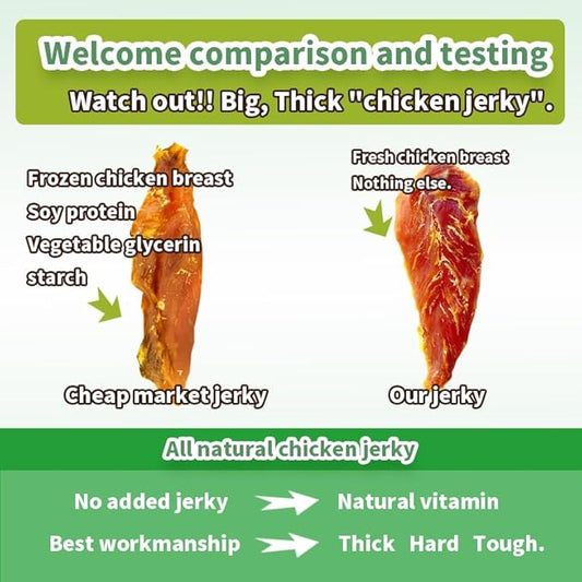 WLP Chicken Jerky Dog Treats, Natural Pure Chicken Breast Strips, Human Grade Healthy High Protein for Dogs and Cats (2 Pounds)