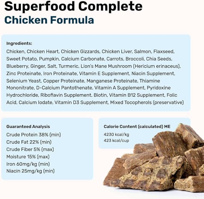by Katherine Heigl- Superfood Complete, Air-Dried Adult Dog Food - High Protein, Zero Fillers, Superfood Nutrition (64 Ounce (Pack of 4), Chicken)