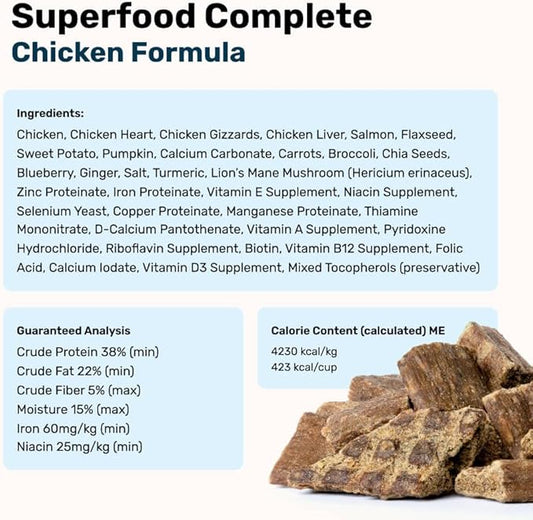 Superfood Complete, Air-Dried Adult Dog Food - High Protein, Zero Fillers, Superfood Nutrition by Katherine Heigl (64 oz., Premium Chicken)