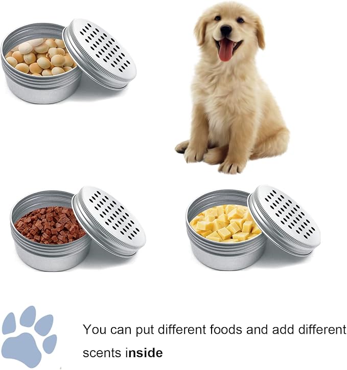 18 Pack Dog Scent Work Tins Training Kit Nose Work Magnetic Dots Scent Work Containers for Dogs Training Metal Box Smell Aluminum Cans with Lids (18pack)