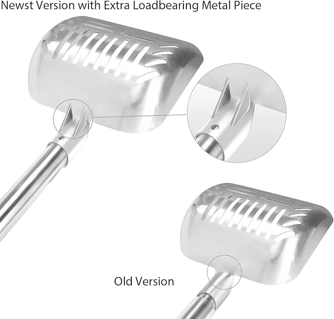 Yangbaga Metal Cat Litter Scoop with Deep Shovel&Long Handle,Detachable Stainless Steel Non-Stick Litter Sifter with Foam Padded Grip, No Bending Back Heavy Duty Cat Litter Scooper