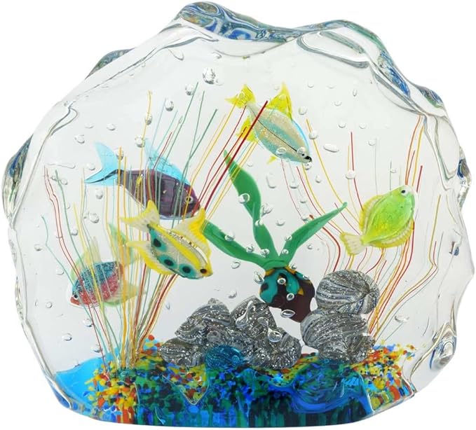Glass Of Venice Large Murano Glass Aquarium with Fish and Sea Life