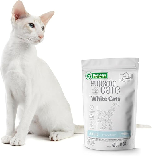 Nature's Protection Dry Cat Food - Grain Free, High Protein Cat Food Dry Kibble for Indoor Adult Cats with Light Fur - Sensitive Stomach, No Tear Stains & Hairball (Superior Care - Herring, 14.11 lb)