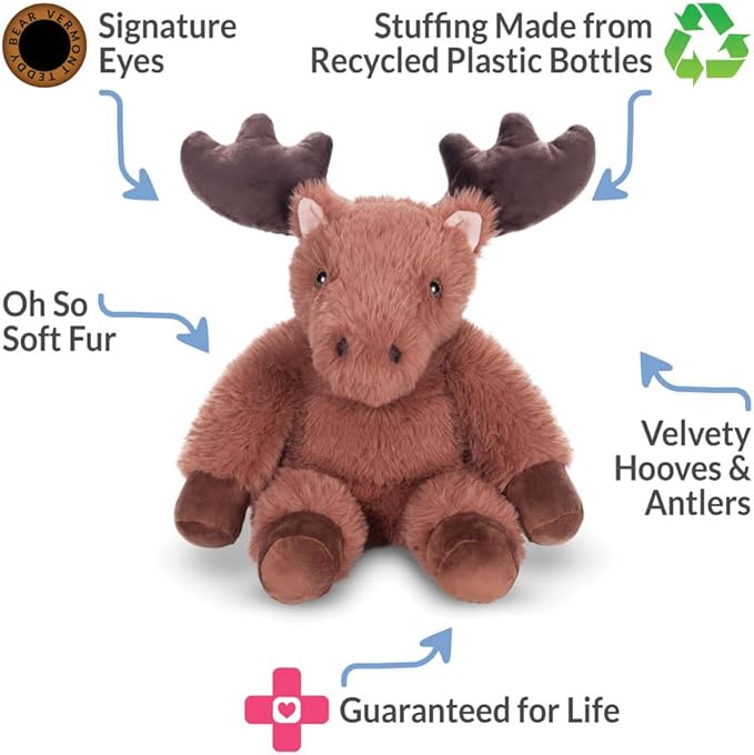 Vermont Teddy Bear Moose Stuffed Animal - Soft Brown Moose Plush, 18" for Kids