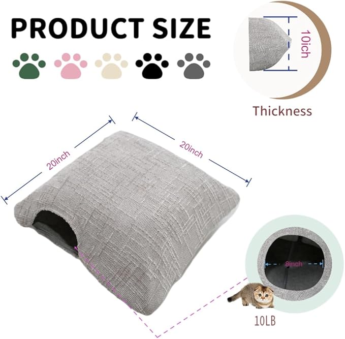 Peekaboo Cat Cave Small Square Tunnel pet House, Comes with Two Protective Covers as a Gift