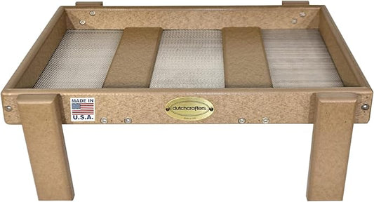 Recycled Plastic Platform Ground Bird Feeder Tray Made in America (Weathered Wood with Reinforced Mesh Floor),12Wx18Lx6H