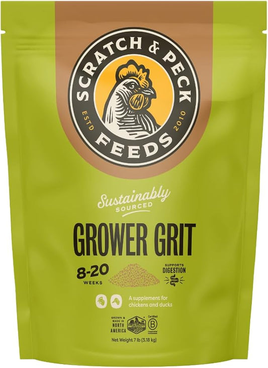 Scratch and Peck Grower Grit Supplement for Chickens and Ducks - 7 lbs Bag - Essential Supplement for Gizzard and Digestive Health - Sustainably Sourced