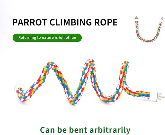 24 Inch Bird Rope Ladder Toy - Natural Wood Perch Stand,with 0.78 Inch Diameter Metal Screw Ends,Interactive Chewing Climbing Toy for Parakeets, Budgies,Cockatiels, Small to Medium Birds