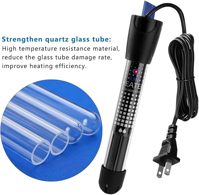 DOMICA 25W Adjustable Aquarium Heater, Submersible Water Heater for Small Fish Tank (3-8 gallons) with Free Thermometer Sticker