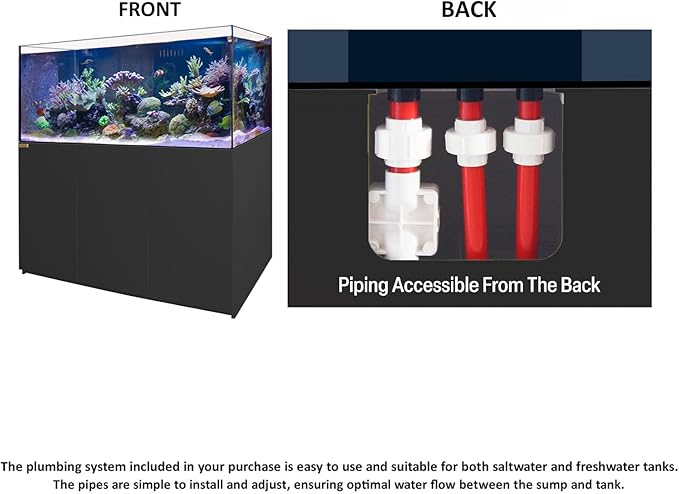 Coral Reef Aquarium Tank | 185 Gallon Ultra Clear Glass with Sump, Black