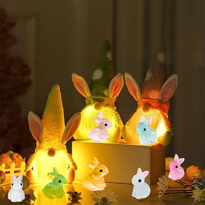 36Pcs Easter Mini Resin Animal Figures Rabbits, Little Chicken, Tiny Egg, Miniature Bunny Figurines for Holiday Decorations & Collectibles