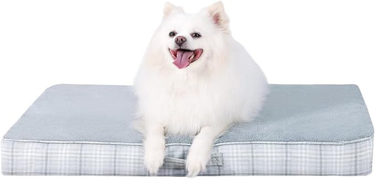MIHIKK Washable Orthopedic Dog Bed for Medium Dogs, M Waterproof Pet Bed with Egg Crate Foam Strong Support, Machine Washable Cover & Anti-Slip Bottom & Durable Zipper 29x18(Gray)