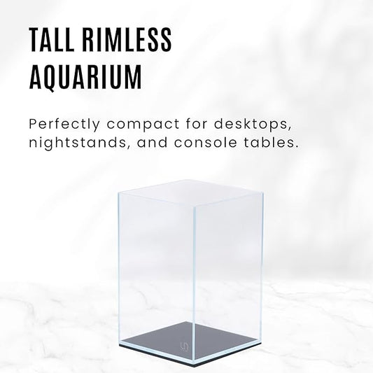 Ultum Nature Systems Ultra Clear Rimless Aquarium - Low Iron Glass Fish Tank with 45° Mitered Edges, 5mm-12mm Thick, Leveling Mat Included (16T, Tall, 1.6 Gallon)