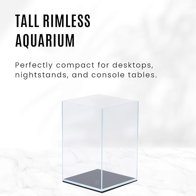UNS Ultra Clear Rimless Tank - 5.9GAL | 22.5L - 9.84x9.84x14.17 | 25x25x36 CM, 5mm Glass Thickness, Leveling Mat Included - Low Iron, High Clarity Fish Tank w/ 45° Mitered Edge - [25T]