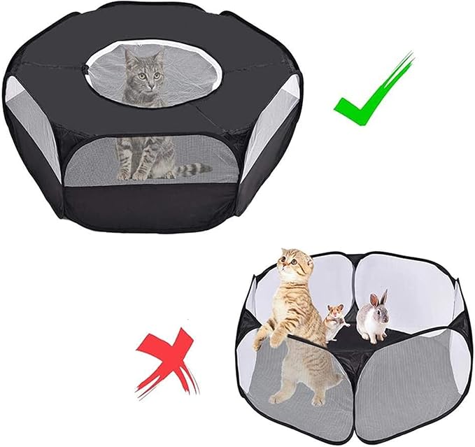 Mantouxixi Small Animal Playpen with Cover, Animal Chinchilla, Hamsters, Bunny, Rabbits, Kitten Kitten Ferret Playpen with Cover - Black