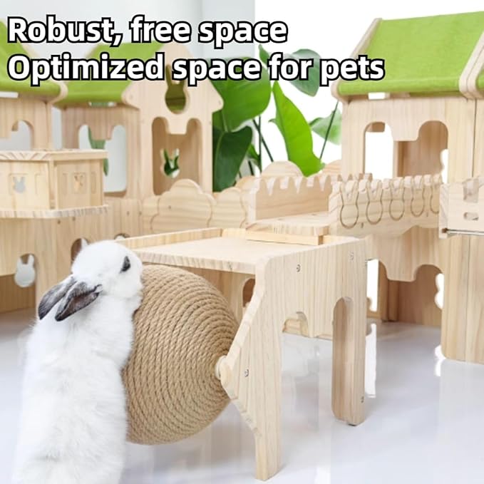 Wooden Guinea Pig Hideout, Bunny Houses and Hideouts Climbing Toys, Hamster Maze, Small Animal Accessories for Rabbit, Chinchilla, Rat, Mice, Gerbil (Combinations 8)