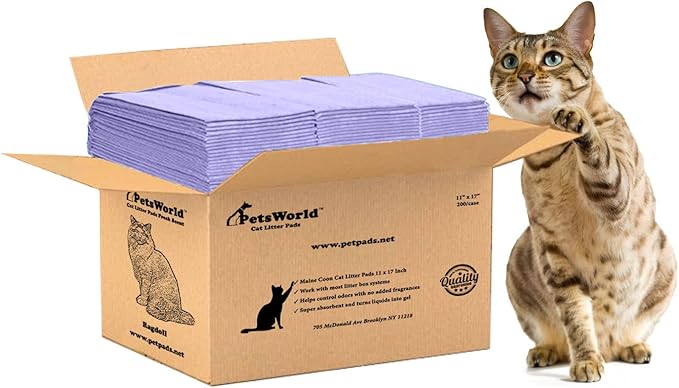 PETSWORLD Cat Pads Refills for Tidy Cats Breeze Litter System for Cat Litter Box, 50 to 400 Pads (200 Count, Unsented)