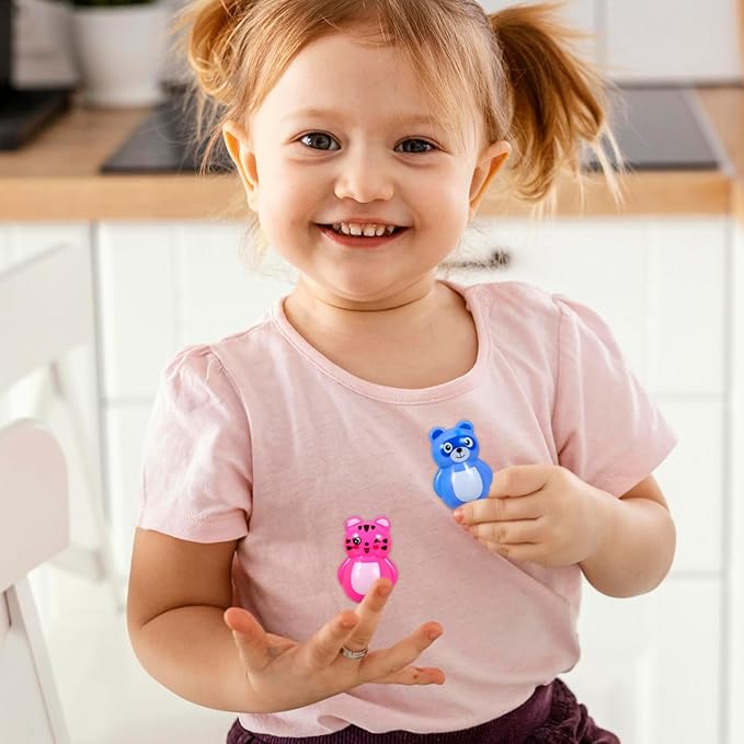24Pcs Mini Animal Tumblers - Assorted Color Tiny Figurines for Kids Ideal for Party Favors Classroom Rewards and Imaginative Play