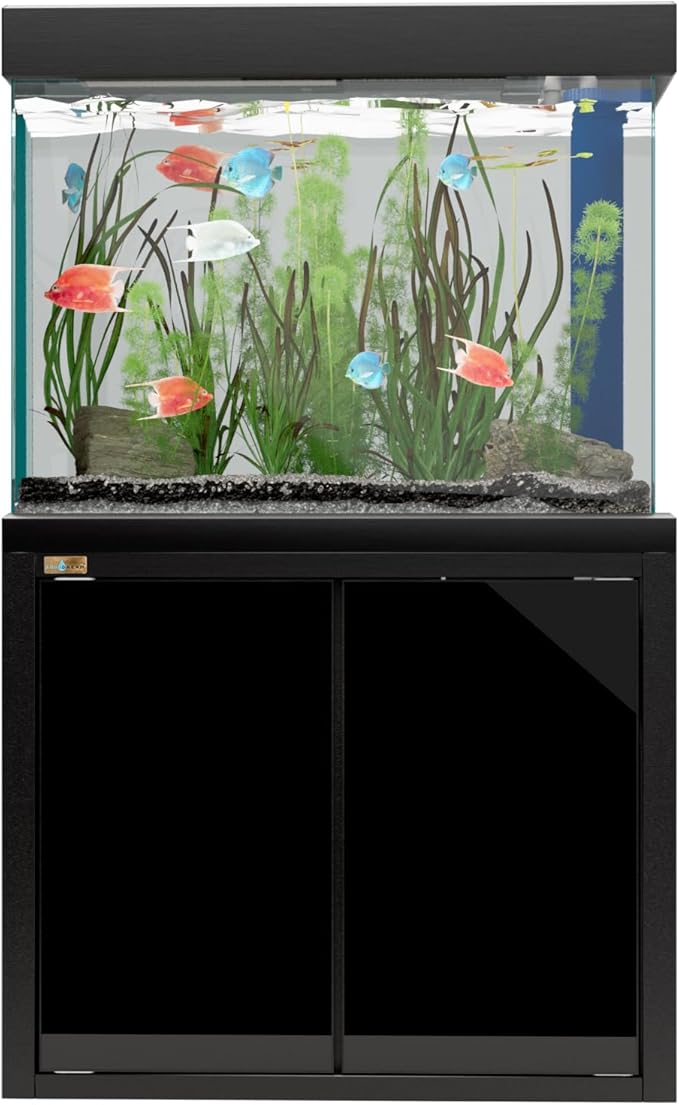 50 Gallon Fish Tank with Premium Tempered & Ultra Transparent Glass (Complete Aquarium Setup) All in Black