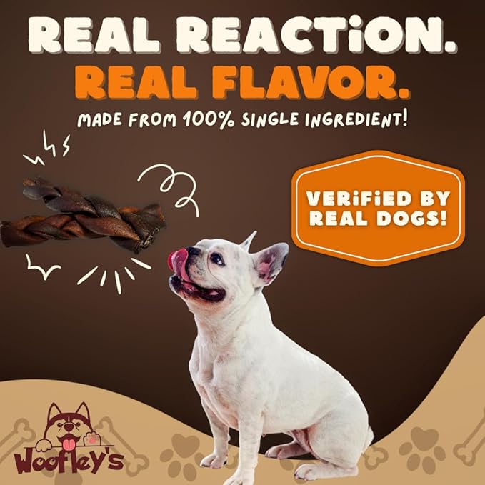 Woofley's 6 Inch Braided Collagen Sticks for Dogs - (100 Count) Bully Stick Rawhide Alternative Dog Chews No Hide Bones for Medium & Large Dogs