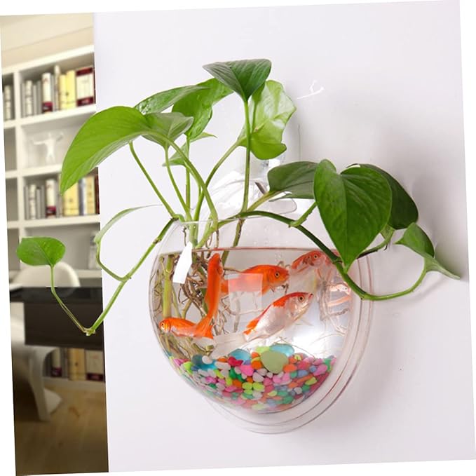 Mipcase Transparent Hanging Fish Hanging Fish Bowl Wall Mounted Fish Tank Wall Fish Tank Tank- Semi- Circulaire