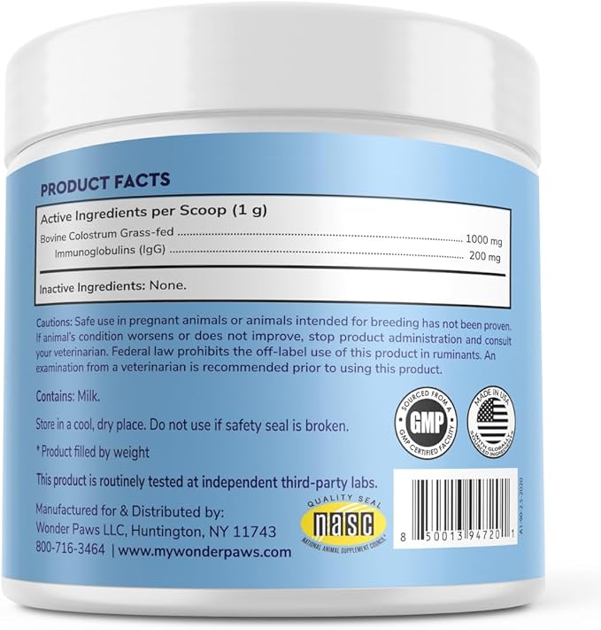Premium Grass Fed Colostrum for Dogs – Pure Bovine Colostrum for Dogs – Immune, Allergy, Skin & Itch Relief – All Ages, Sizes & Breeds – 3.20oz