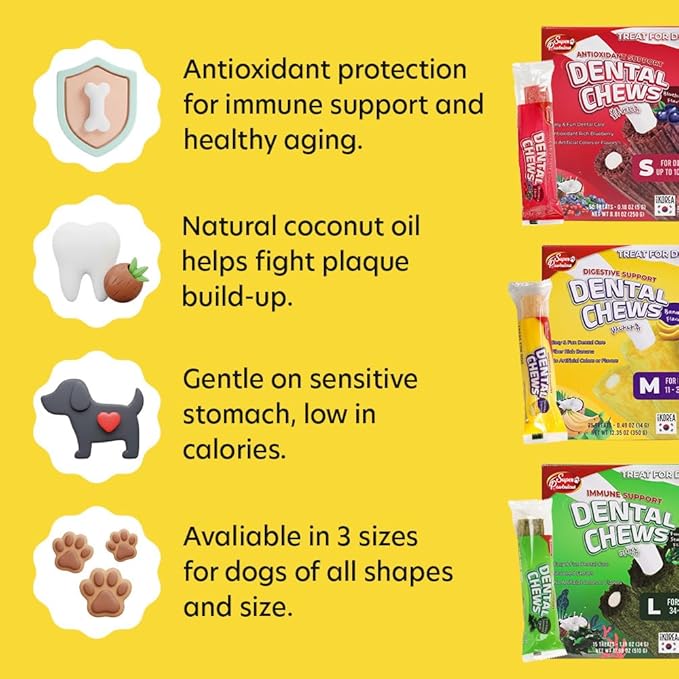 SuperPaw Dental Chews for Dogs - Healthy Dog Dental Treats for Teeth and Gums, Natural Chew Toy Alternative, Teeth & Gum Cleaning - Small, Banana, Pack of 1